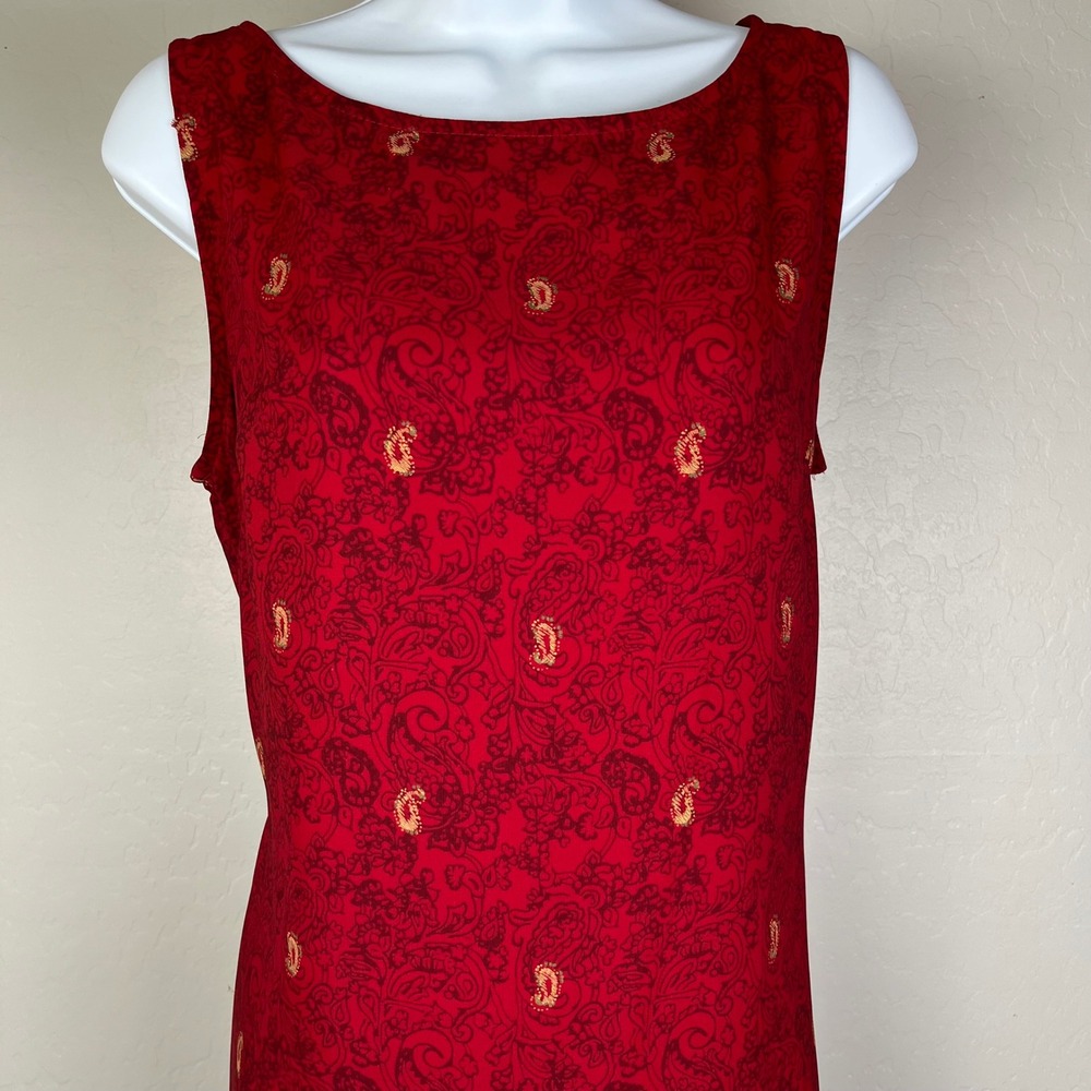 Vintage 90's‎ Y2K Hillard & Hanson Red Paisley Maxi Dress Sleeveless Size 12